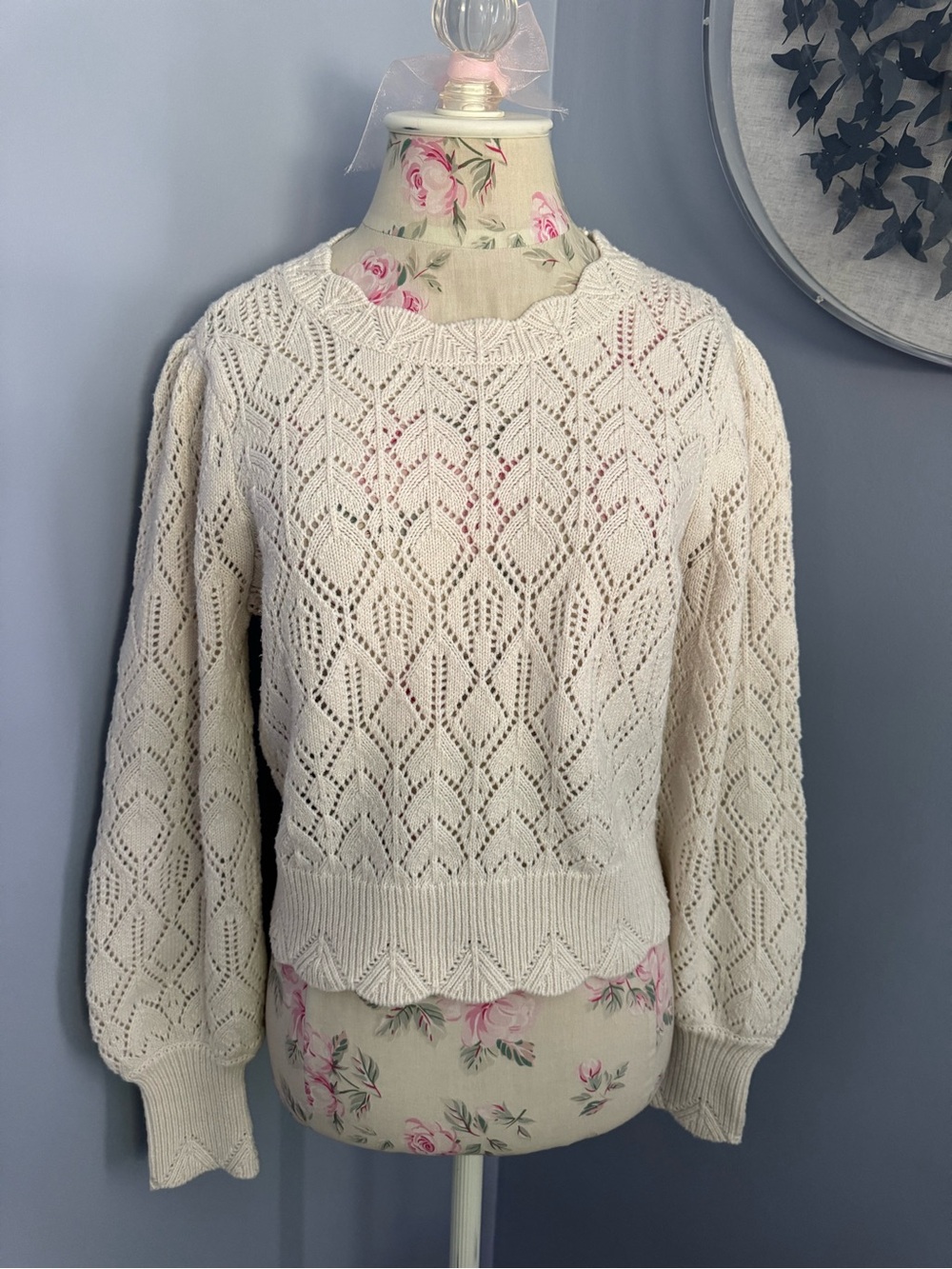 Joie Cream Open-Knit Pullover Sweater